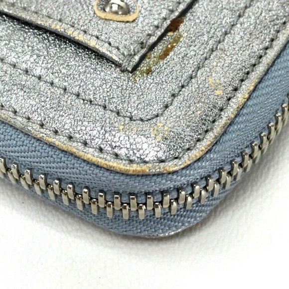 AUTHENTIC CHLOE Paddington Zip Around Long Wallet Silver Leather - Picture 4 of 10